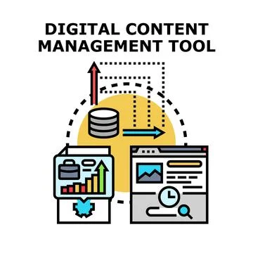 Digital content management tool optimizing online content Stock Illustration