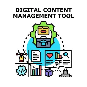 Digital content management tools optimizing business processes Stock Illustration