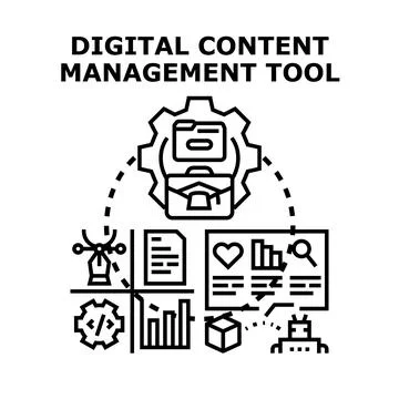 Digital content management tools optimizing business processes Stock Illustration