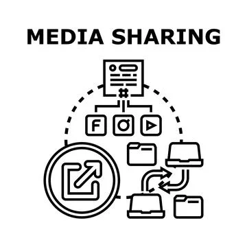 Digital content media sharing network concept イラスト素材