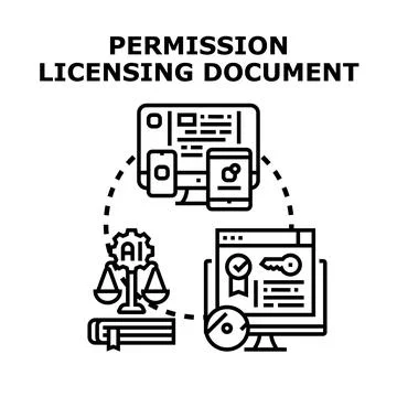 Digital content permission licensing document agreement Stock Illustration