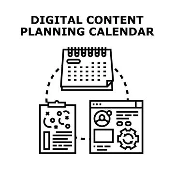 Digital content planning calendar strategy for marketing Stockillustratie