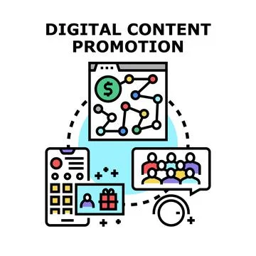 Digital content promotion strategy reaching target audience Stock Illustration