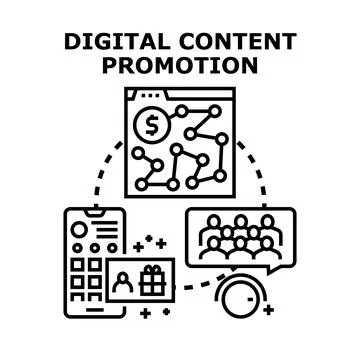 Digital content promotion strategy reaching target audience Stock Illustration