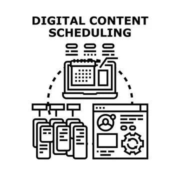Digital content scheduling planning media publication tasks Stock Illustration