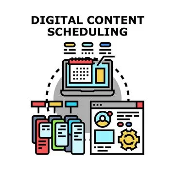 Digital content scheduling planning media publication tasks Stock Illustration