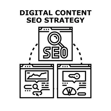 Digital content seo strategy developing online search ranking Stock Illustration