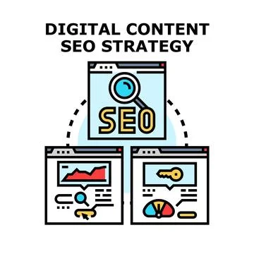 Digital content seo strategy developing online search ranking Stockillustratie
