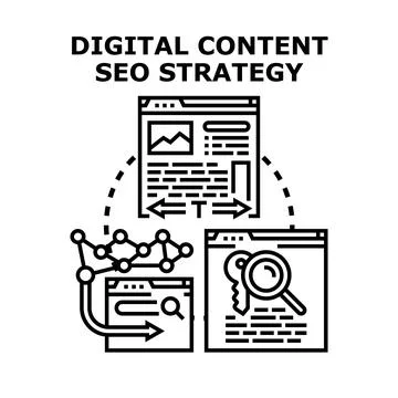 Digital content seo strategy optimizing website ranking Stock Illustration