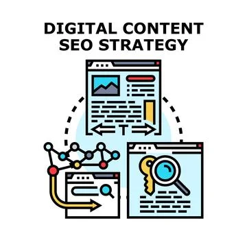 Digital content seo strategy optimizing website ranking Stock Illustration