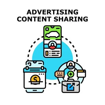 Digital content sharing mobile advertising concept Stock Illustration