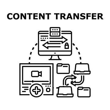 Digital content transferring process for network resources Stock Illustration