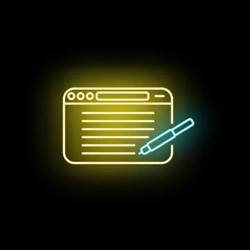 Digital content writing and blogging neon icon イラスト素材