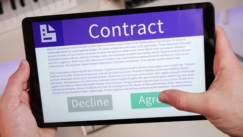 Digital Contract Being Accepted on a Tablet Stock Footage 125090509