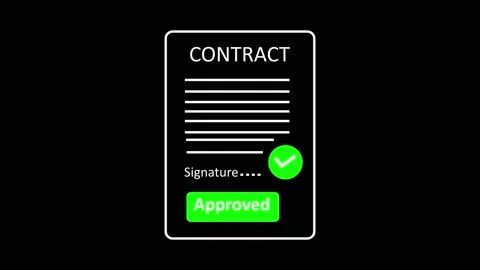 Digital contract document icon represents modern corporate business legalit.. Stock Footage 337817232