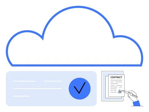 Digital Contract Signing and Cloud Storage Integration Stockillustratie