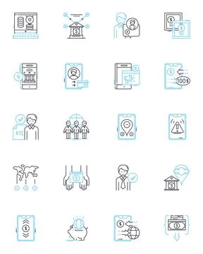 Digital contracts linear icons set. E-contracts, Electronic signatures, Secure Stock Illustration