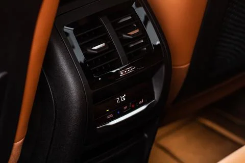 Digital control panel car air conditioner dashboard. Modern car interior cond Stock Photos