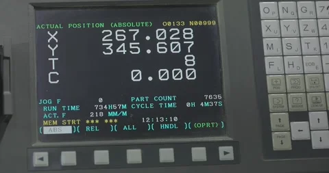 Digital Control Panel for CNC Punch Press Machine. Industrial Machine Control Stock Footage 337494856