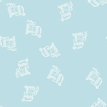 Digital controlling telescope in observatory line seamless pattern Illustrazione stock
