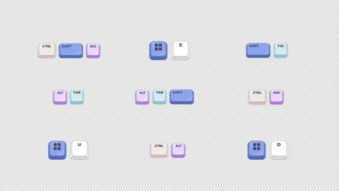 Digital controls keyboard shortcut keys set animation Stock Footage 334659745