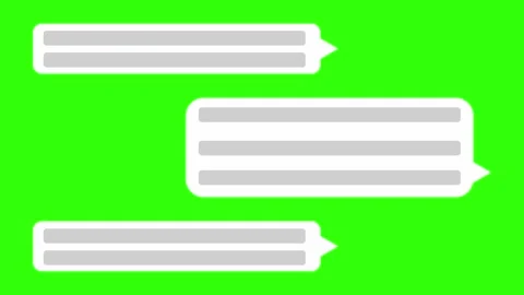 A digital conversation featuring three white speech bubbles with grey text Stock Footage 329713711