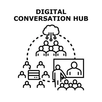 Digital conversation hub facilitating online community communication Stock Illustration