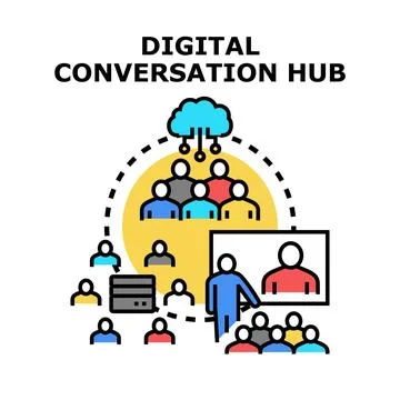 Digital conversation hub facilitating online community communication Stock Illustration