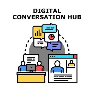 Digital conversation hub vector concept illustration Stock Illustration
