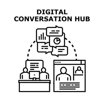 Digital conversation hub vector concept illustration Stock Illustration