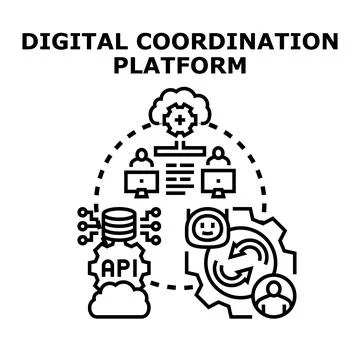 Digital coordination platform connecting people and systems Stock Illustration