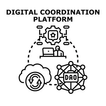 Digital coordination platform connecting people and systems Stock Illustration