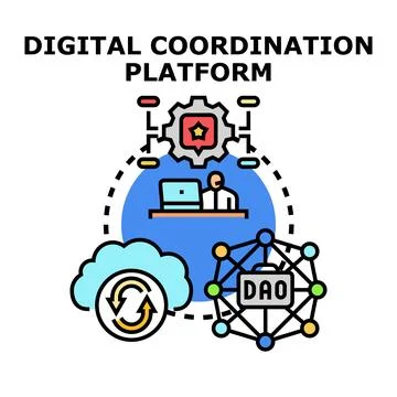 Digital coordination platform connecting people and systems Stock Illustration