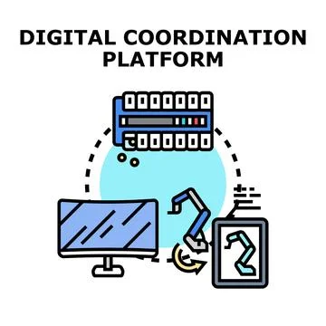 Digital coordination platform managing smart manufacturing and automation Illustrazione stock