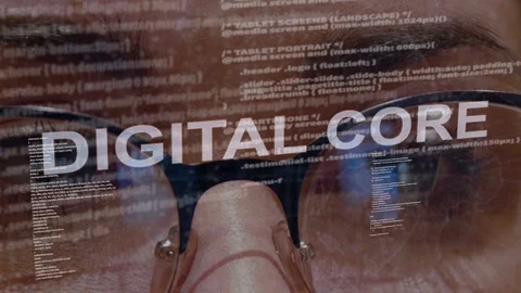 Digital Core text on background of female developer Stock Footage 107124070