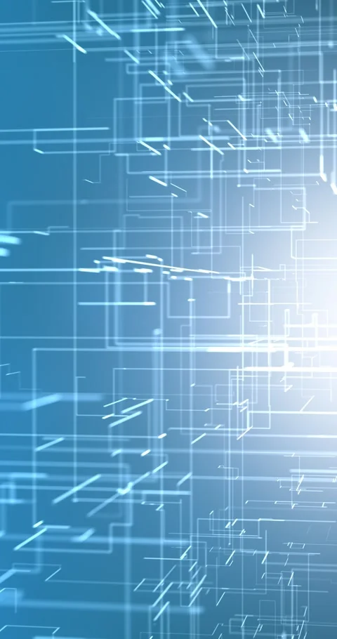 Digital corner lines on bright blue vertical background Stock Footage 346630330