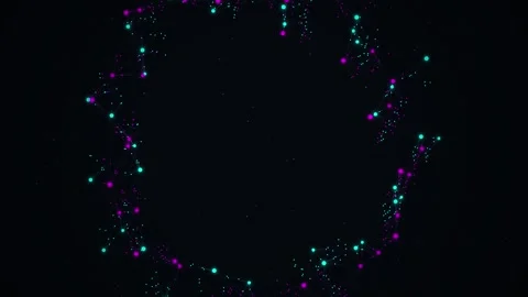 Digital cosmic energy particles forming a vibrant magenta ring animation on.. Stock Footage 344248869