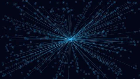Digital cosmic network with bright blue particle connections and starry bac.. Stock Illustration