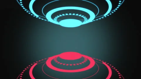 Digital Cosmos Display: Circular HUD Elements in Motion Video stock 247000025
