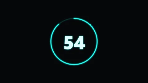 Digital Countdown 1 Minute (60 Seconds) Timer Animation on Black Background Stock Footage 343957668