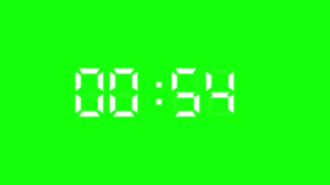 Digital Countdown 1 Minute (60 Seconds) Timer on Green Screen Stock Footage 343957799