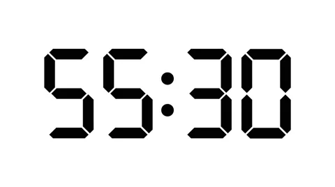 Digital countdown of 60 seconds with complete sixtieths - Black on white - 60fps Stock Footage 51912571