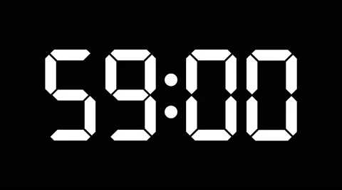 Digital countdown of 60 seconds with complete sixtieths - white on black - 60fps Stock Footage 51971609