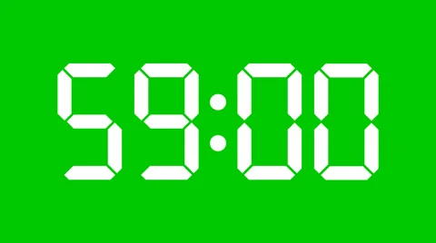 Digital countdown of 60 seconds, hundredths - Green screen, Alpha - 25fps Stock Footage 51971430