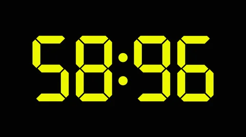 Digital countdown of 60 seconds with regular hundredths - Yellow numbers - 25fps Stock Footage 51925708