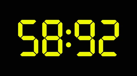 Digital countdown of 60 seconds with regular hundredths - Yellow numbers - 30fps Stock Footage 51925737