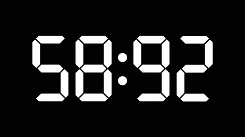Digital countdown of 60 seconds with regular hundredths - White on Black - 30fps Stock Footage 51971458