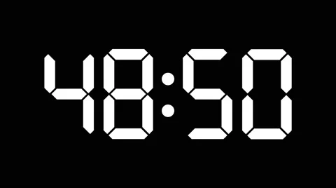 Digital countdown of 60 seconds with regular hundredths - White on Black - 60fps Stock Footage 51971508