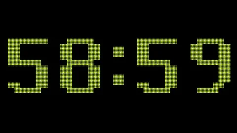 Digital countdown from 60 to zero. LED display. Gold Numbers Stock Footage 85006433