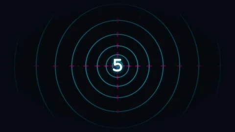 Digital countdown animation with concentric circles and numbers Stock Footage 345012890